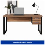 Mesa Escritório PÉ QUADRO 1,50×0,60m – C/ Gavetas – NOGAL SEVILHA/PRETO – 24473 - Imagem 4