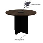 Mesa de Reunião Redonda c/ Caixa de Tomadas -1,10×1,10×0,74m – MARSALA/PRETO – 21440 - Imagem 3