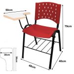 Cadeira Universitária Plástica com Prancheta MDF – COR VERMELHO – REALPLAST – 32009 - Imagem 4