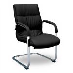Cadeira Escritório Interlocutor LUXO FIXA Cromada – Cor Preta 30312