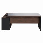 Mesa Diretorzinha c/ vidro c/ Aparador – Pé de MADEIRA – 1,90×1,50m – WORKSTART – MARSALA/PRETO – 23428 - Imagem 8
