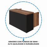 Armário Baixo Credenza – 1,20×0,74X0,45m NOGAL SEVILHA/PRETO – 21412 - Imagem 6