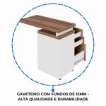 Mesa AUXILIAR c/ 03 Gavetas Pedestal – NOGAL SEVILHA/BRANCO – 34309 - Imagem 7