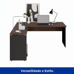Mesa em “L” (Mesa 1,70m + Mesa Auxiliar) – S/ Gavetas Marsala / Preto – 23478 - Imagem 6