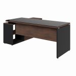 Mesa Diretorzinha c/ vidro c/ Aparador – Pé de MADEIRA – 1,90×1,50m – WORKSTART – MARSALA/PRETO – 23428 - Imagem 9