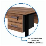 Mesa em L PÉ QUADRO (Mesa 1,70m + Mesa Auxiliar) – C/ Gavetas NOGAL SEVILHA/PRETO – 24479 - Imagem 4