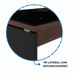 Mesa Diretorzinha c/ vidro c/ Aparador – Pé de MADEIRA – 1,90×1,50m – WORKSTART – MARSALA/PRETO – 23428 - Imagem 12