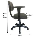 Cadeira Secretária Giratória Com Braços Reguláveis Estofada Preta – PLAXMETAL – 31106 - Imagem 3