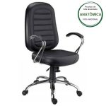 Cadeira Presidente BAIXA Base e Braços Cromados (Torcido) – COR PRETA – Pollo Móveis – 30104