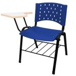Cadeira Universitária Plástica com Prancheta MDF – COR AZUL – REALPLAST – 32010
