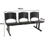 Longarina PLÁSTICA 03 Lugares – Cor PRETA – REALPLAST – 33002 - Imagem 2