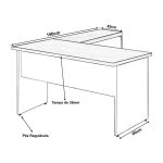 Mesa em “L” (Mesa 1,50m + Mesa Auxiliar) – S/ GAVETAS MARSALA / PRETO – 23476 - Imagem 4