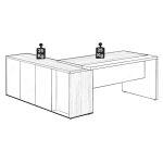 Mesa PRESIDENTE c/ Armário Pedestal – 1,82×1,80m MARSALA / PRETO – 23483 - Imagem 2