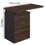 Mesa AUXILIAR c/ 03 Gavetas Pedestal 40mm – WORKSTART – MARSALA/PRETO – 51020 - Imagem 2