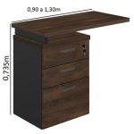 Mesa AUXILIAR c/ 03 Gavetas Pedestal 30mm – MARSALA/PRETO – 51017 - Imagem 2