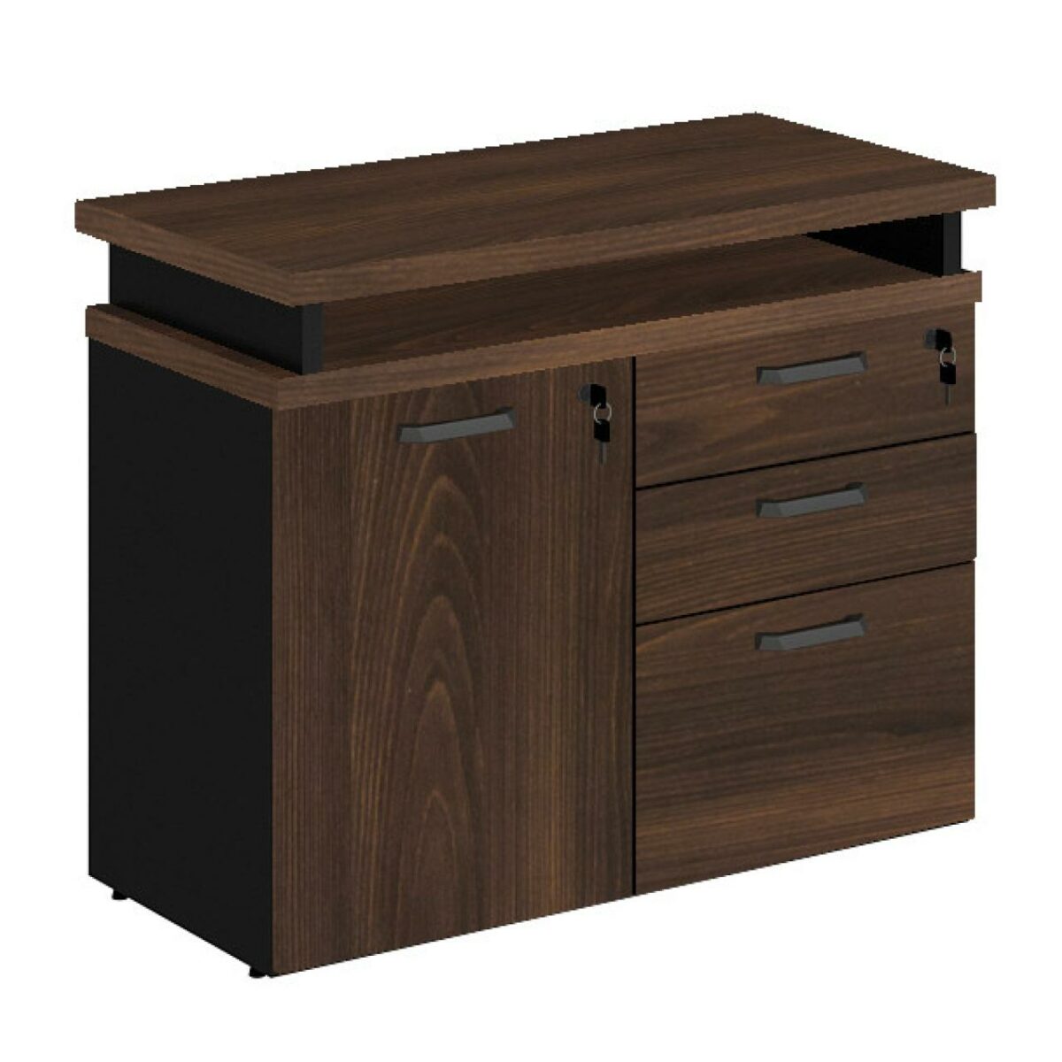 9956093777_L1280.jpg Armário Baixo 03 Gavetas e Porta (MISTO) MARSALA/PRETO – 51007 - Imagem 1