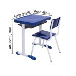 Kit Escolar Individual  AZUL – (Mesa e Cadeira) – JUVENIL 06 a 09 Anos – REALPLAST – 40999 - Imagem 4