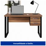 Mesa Escritório PÉ QUADRO – 1,20×0,60m – C/ Gavetas – NOGAL SEVILHA/PRETO – 24471 - Imagem 3