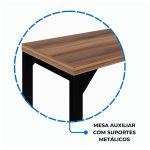Mesa em L PÉ QUADRO (Mesa 1,70m + Mesa Auxiliar) – C/ Gavetas NOGAL SEVILHA/PRETO – 24479 - Imagem 5