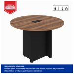 Mesa de Reunião Redonda c/ Caixa de Tomadas -1,10×1,10×0,74m – NOGAL SEVILHA / PRETO – 21418 - Imagem 3