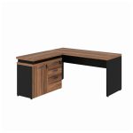 Mesa Escritório em “L” – 1,50×1,50m (Extensível) – com Armário Misto (03 Gav.) NOGAL/SEVILHA – 20603 - Imagem 4
