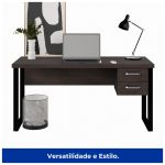 Mesa Escritório PÉ QUADRO 1,50×0,60m – C/ Gavetas – MARSALA/PRETO – 25473 - Imagem 4