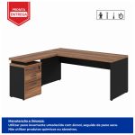 Mesa Escritório em “L” c/ Gaveteiro 1,70×1,60m NOGAL SEVILHA/PRETO – 21423 - Imagem 2