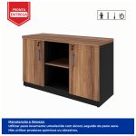 Armário Baixo Credenza – 1,20×0,74X0,45m NOGAL SEVILHA/PRETO – 21412 - Imagem 2