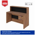 Balcão de Atendimento 1.35×1,13×0,60m – C/ 02 Gavetas  NOGAL SEVILHA / PRETO – 63082 - Imagem 4
