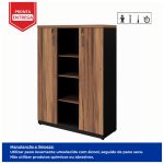 Armário Alto Credenza com Nicho – 1,61×1,20×0,45m NOGAL SEVILHA/PRETO – 21415 - Imagem 5