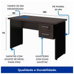 Mesa Escritório 1,20×0,60m – C/ 02 Gavetas MARSALA / PRETO – 23471 - Imagem 3