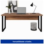 Mesa Escritório PÉ QUADRO 1,70×0,70m -S/ Gavetas – NOGAL SEVILHA/PRETO – 24474 - Imagem 2
