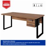 Mesa Escritório PÉ QUADRO 1,70×0,70m – C/ Gavetas – NOGAL SEVILHA/PRETO – 24475 - Imagem 2