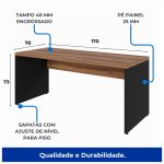 Mesa Escritório 1,70×0,70m – Sem Gavetas NOGAL SEVILHA/PRETO – 21474 - Imagem 4