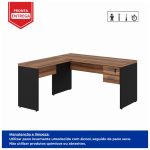 Mesa de Escritório em L com Gavetas – Mesa 1,50m + Mesa Auxiliar NOGAL SEVILHA/PRETO – 21477 - Imagem 2