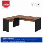 Mesa Escritório em L 1,70m + Mesa Auxiliar S/ Gavetas Nogal Sevilha/Preto 21478 - Imagem 2