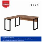 Mesa em L PÉ QUADRO (Mesa 1,50m + Mesa Auxiliar) – S/ Gavetas NOGAL SEVILHA/PRETO – 24476 - Imagem 6
