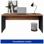 Mesa Escritório 1,70×0,70m – Sem Gavetas NOGAL SEVILHA/PRETO – 21474 - Imagem 6