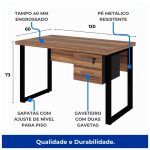 Mesa Escritório PÉ QUADRO – 1,20×0,60m – C/ Gavetas – NOGAL SEVILHA/PRETO – 24471 - Imagem 4