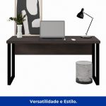 Mesa Escritório PÉ QUADRO 1,50×0,60m – S/ Gavetas – MARSALA/PRETO – 25472 - Imagem 2