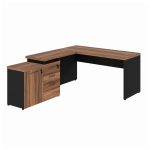 Mesa Escritório em “L” – 1,50×1,50m (Extensível) – com Armário Misto (03 Gav.) NOGAL/SEVILHA – 20603 - Imagem 5