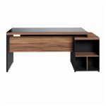Mesa PEDESTAL RETA C/ VIDRO (03 Gav.) – 1,92X0,70m NOGAL SEVILHA/PRETO – 21399 - Imagem 3