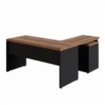 Mesa Escritório em “L” c/ Gaveteiro 1,70×1,60m NOGAL SEVILHA/PRETO – 21423 - Imagem 3