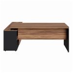 Mesa Diretorzinha c/ Aparador – Pé de MADEIRA – 1,90×1,50m- – NOGAL SEVILHA / PRETO – 21426 - Imagem 3