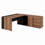 Mesa PRESIDENTE Armário Pedestal 1,82×1,80m NOGAL SEVILHA / PRETO – 20602