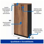 Armário Alto Fechado com 02 Portas – 1,61×0,80×0,45m NOGAL SEVILHA/PRETO – 21414 - Imagem 3