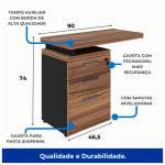 Mesa AUXILIAR c/ 03 Gavetas Pedestal NOGAL SEVILHA/PRETO – 21421 - Imagem 5