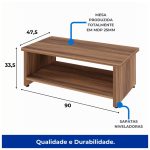 Mesa de Centro 0,90×0,50×0,35m – Nogal Sevilha 21431 - Imagem 5