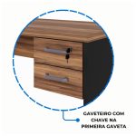 Mesa de Escritório 1,70×0,70m – 02 Gavetas NOGAL SEVILHA/PRETO – 21475 - Imagem 5