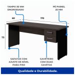 Mesa Escritório 1,70×0,60m – C/ 02 Gavetas MARSALA / PRETO – 23475 - Imagem 3